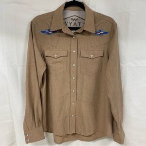 WYATT Outdoors The Rosie Brown Western Shirt with Embroidered Accents Size M